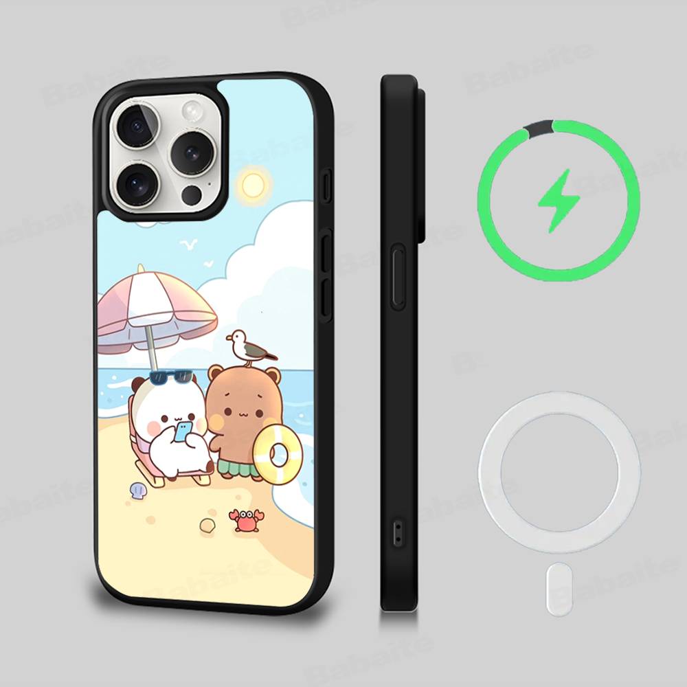 Cute Bubu Dudu Cartoon Black For Magsafe Magnetic Phone Case For IPhone 16 15 17 Pro Max 11 12 13 14 Plus Cover