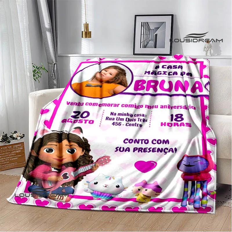 Gabby's Dollhouse Cute Anime Printed Blankets Picnic Blanket Flannel Warm Blanket Travel Blankets Bed Linings Birthday Gift