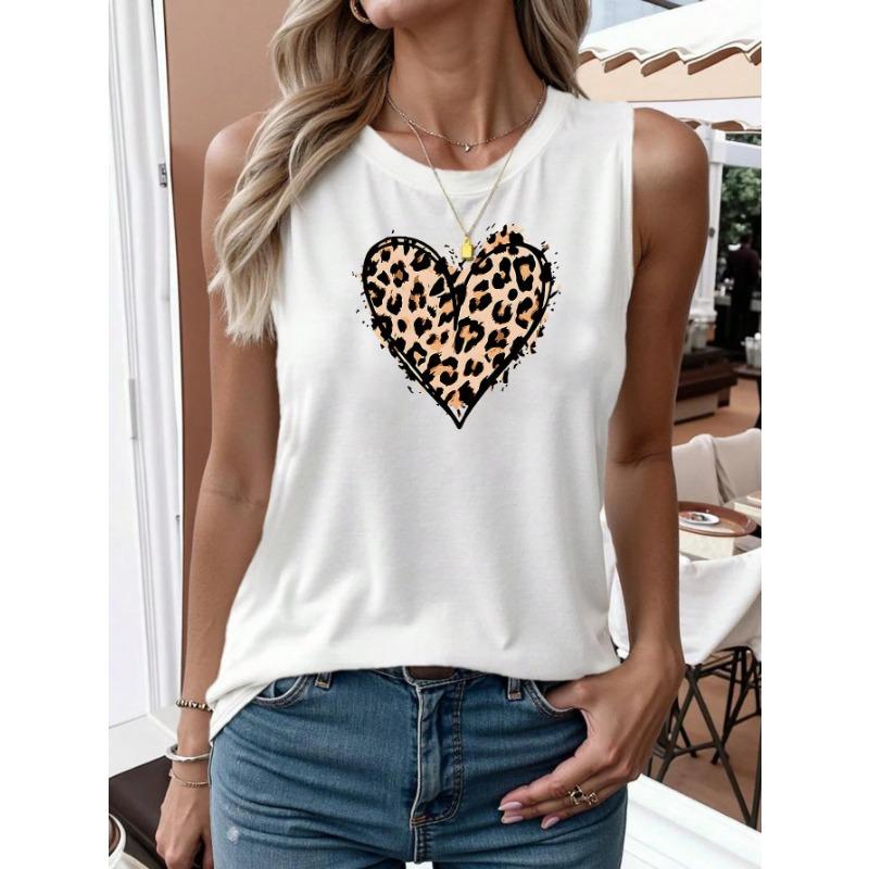 

Colorful Stripe Round Neck Butterfly Leopard Creative Element Casual Tank Top Summer Women Blouse S