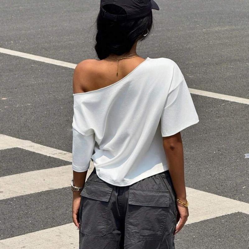 Europäisches und amerikanisches Sommer-T-Shirt mit Buchstabenaufdruck, Ein-Kragen, Slim Fit, kurz, personalisiert