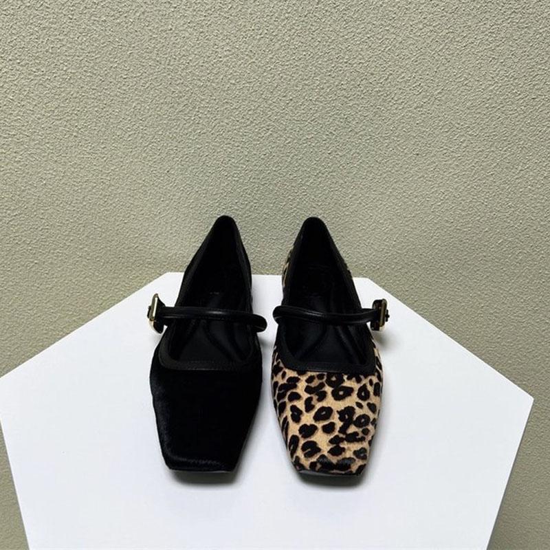 Scarpe Basse da Donna Moda Punta Tonda Stampa Leopardo Scarpe Casual da Donna Traspiranti Slip-on Outdoor Morbide Scarpe Mary Jane Zapatos