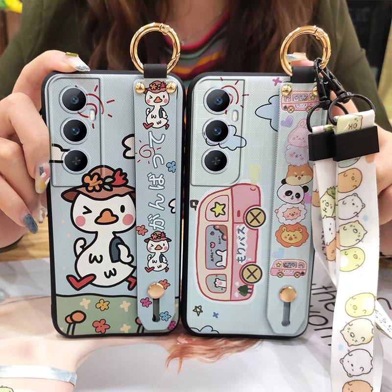 Soft case Ring Phone Case For Realme C65 Silicone Wrist Strap Phone Holder Lanyard Fashion Design Waterproof Shockproof