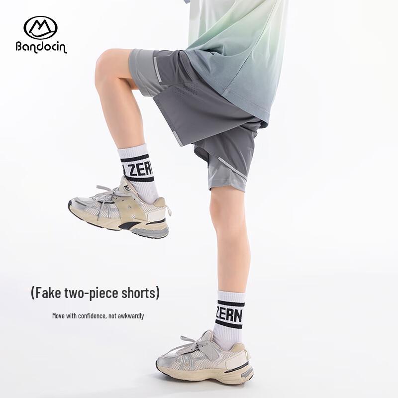 Boys' Faux Two-Piece Outdoor Sports Shorts