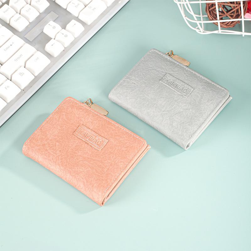 

Popular ins wallet female 2025 new Korean version student retro folding wallet Mori literary buckle change bag Wallet серый