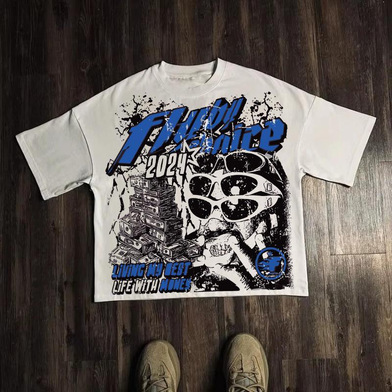 Graphic T-shirt Men Women Vintage Top Hip Hop Streetwear Oversized T-shirt Short Sleeve Casual Clothing Summer Fashion Trendy Tees Top