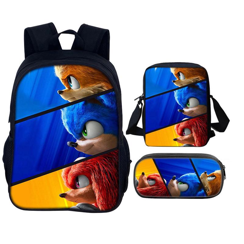 Sonic The Hedgehog 2 Book Bag Set With Waterresistant Polyester For School And Travel