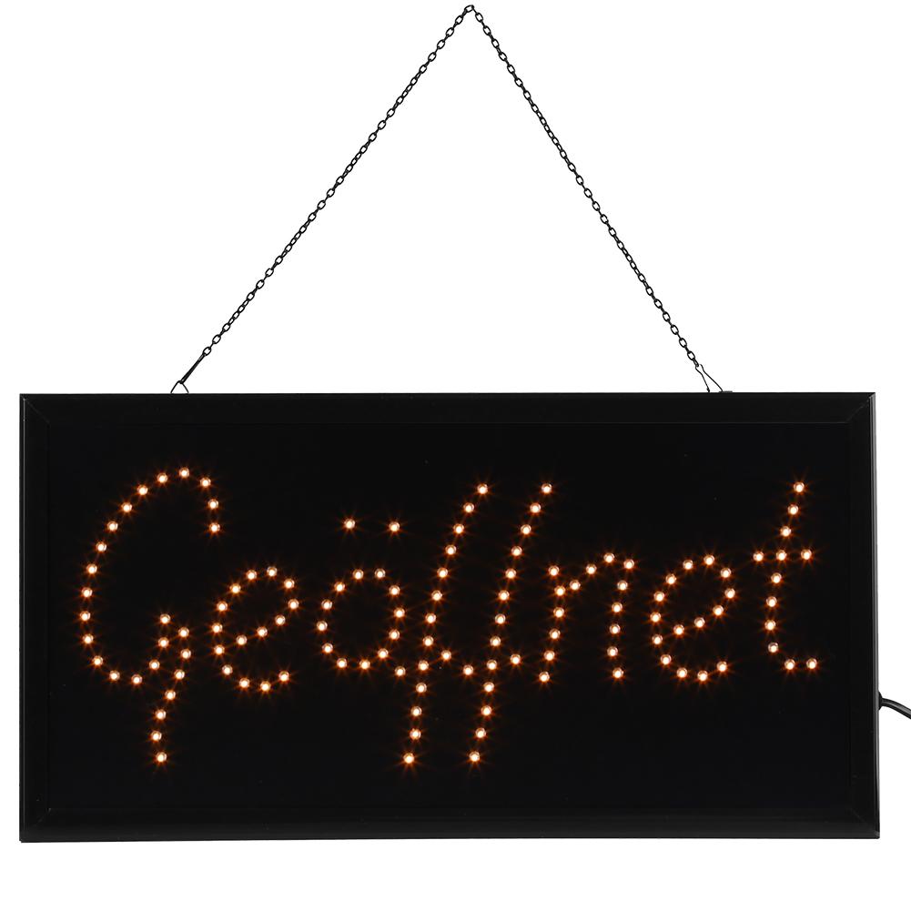 1pc Large Bright LED Shop Sign Board Neon Light Window Door Hang Sign Geoffnet (Yellow)