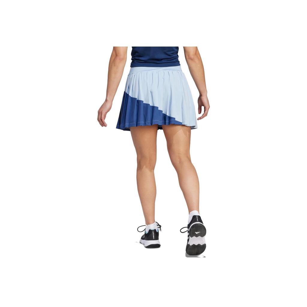 Adidas Clubhouse Color Block Pleated Tennis Skirt With Inner Shorts Women Blue II8051