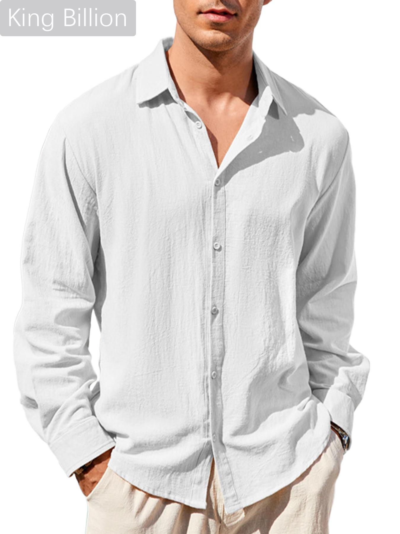 

Весна Лето Мужская Хлопково-Льняная Рубашка Длинный Рукав Однотонная Повседневная Отпуск Пляж Легкая Уютная Рубашка XXL