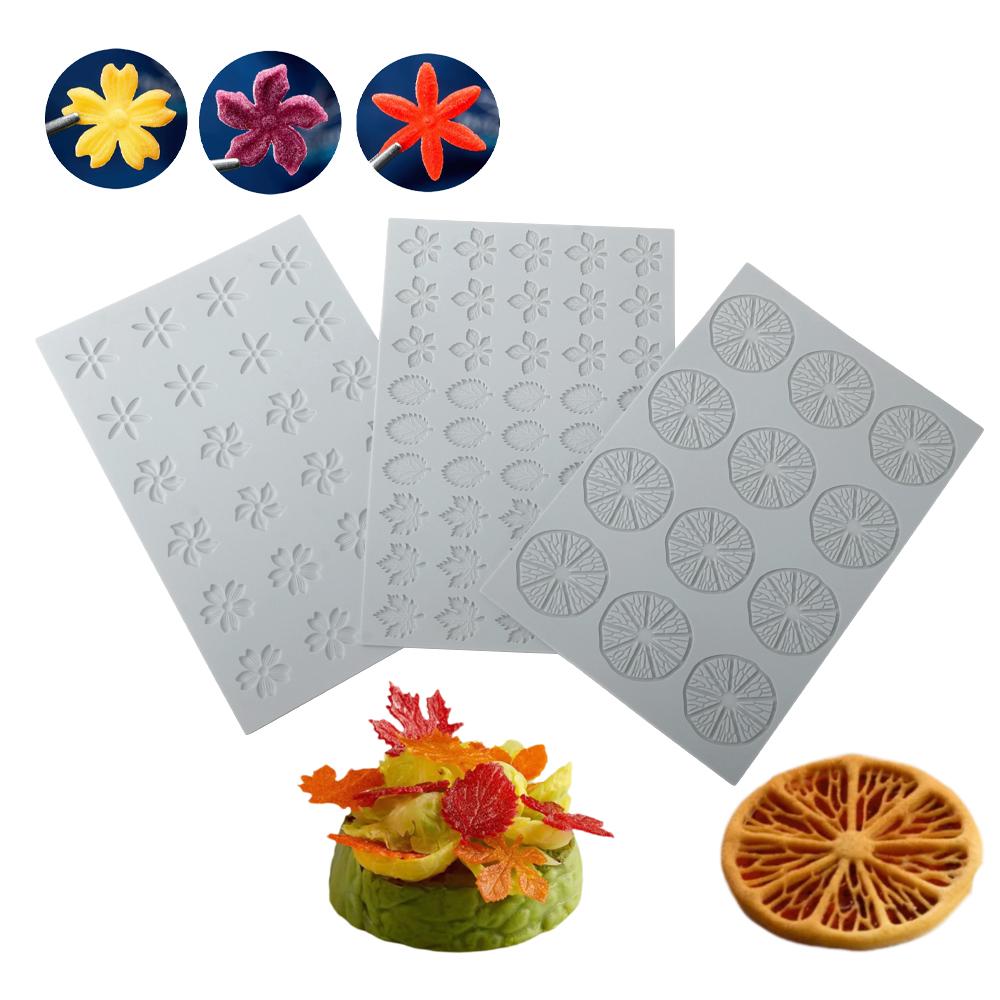 Fish Bone Silicone Mold Maple Leaf  Flower Fondant Lace Mat Molecular Gastronomy Chocolate Crisp Baking Mold