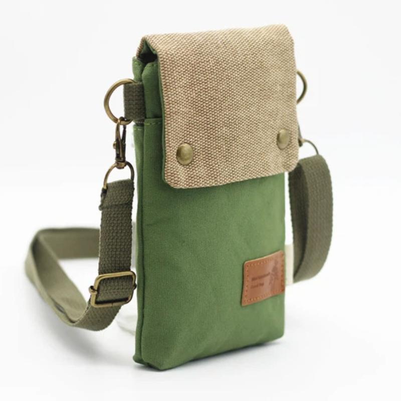 Women's Canvas Crossbody Phone Bag Color Block Triple Layer for Stylish Mobility