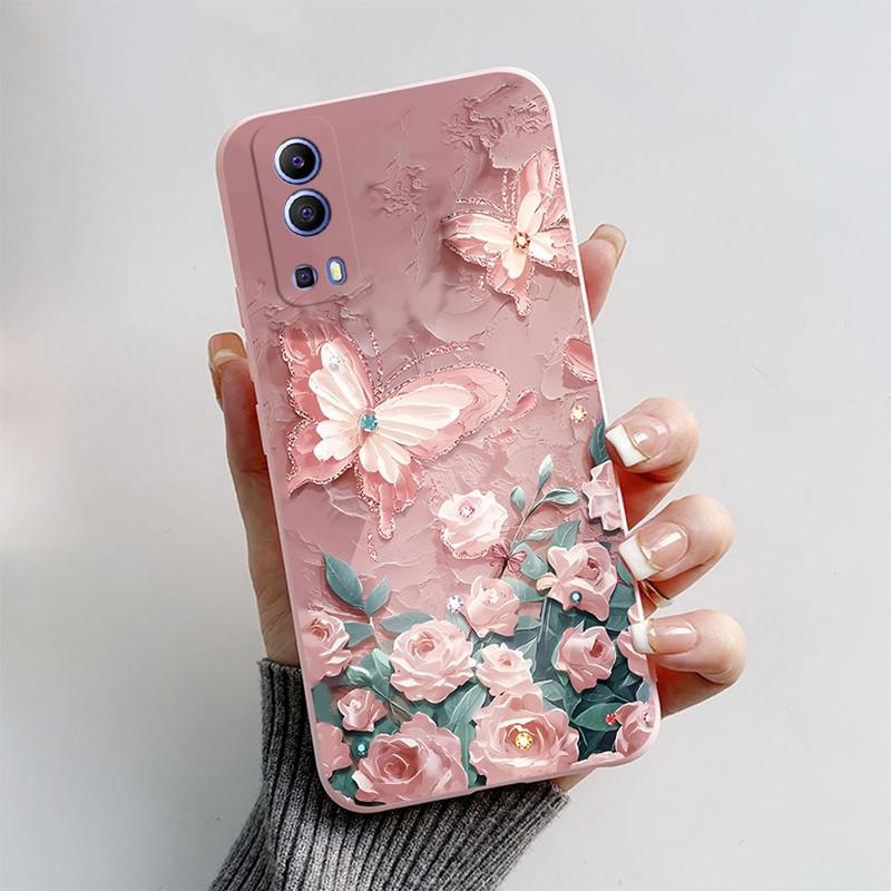 For Vivo Y72 5G Y52 5G Y75s 5G Phone Mask Back Cover 2024 Fashion Butterfly Astronaut Coque Capas For Vivo V2041 2053 Soft Case