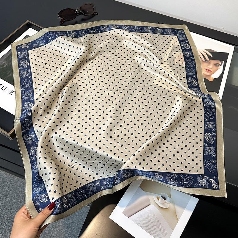 New 100% Natural Real Silk Scarf Women Hair Foulard Luxury Bandana Square Headband Hijab Print Poncho Scarves Pashmina brand