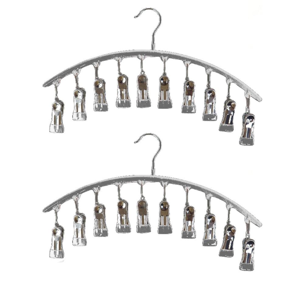 2PCS 10 Clips Curved Hanger Windproof Socks Hanger Drying Rack Clothes Drying Hanger  Clothes Shops