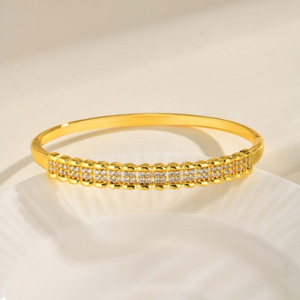 Luxury Zirconia Bangle, Gold Plated CZ Statement Wrist Bracelets for Women, Valentine's Day Wedding Birthday