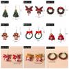 Xmas Tree Christmas Drop Earrings Party Festival Wreath Circle Earrings New Year Earrings  Holiday