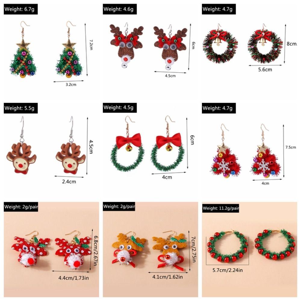 Xmas Tree Christmas Drop Earrings Party Festival Wreath Circle Earrings New Year Earrings  Holiday