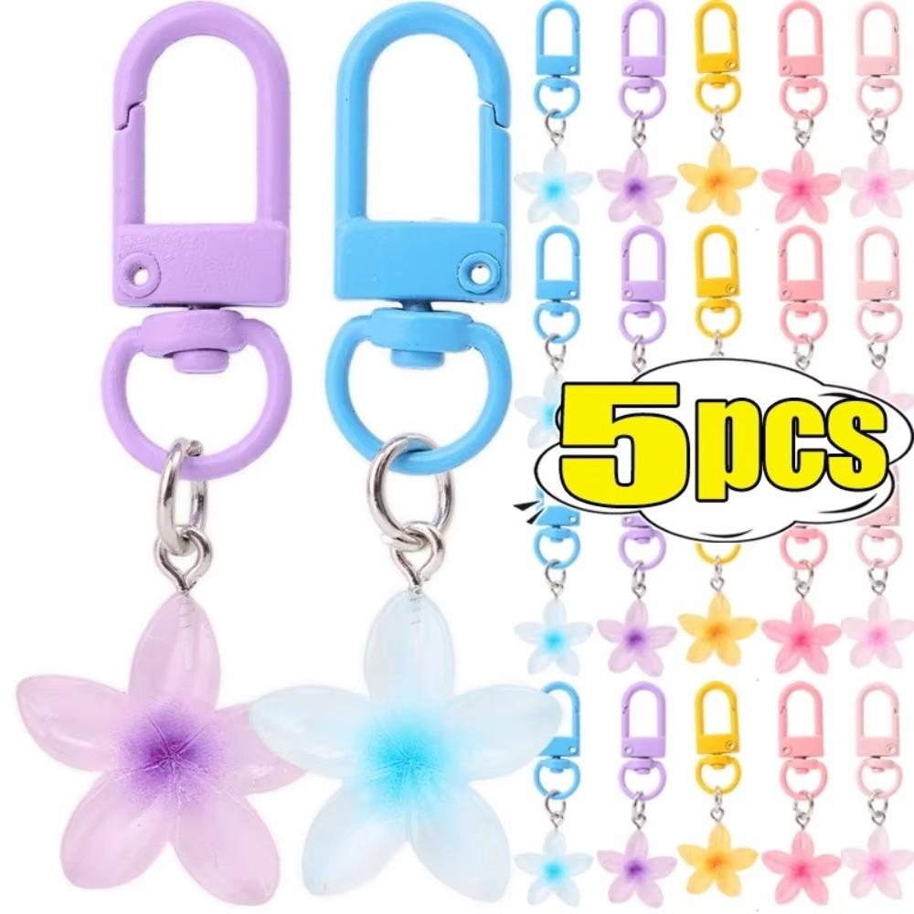 1/5Pcs Sweet Colorful Flower Keychain Hanging Jewelry Earphone Case Pendant Bag Decoration  Student