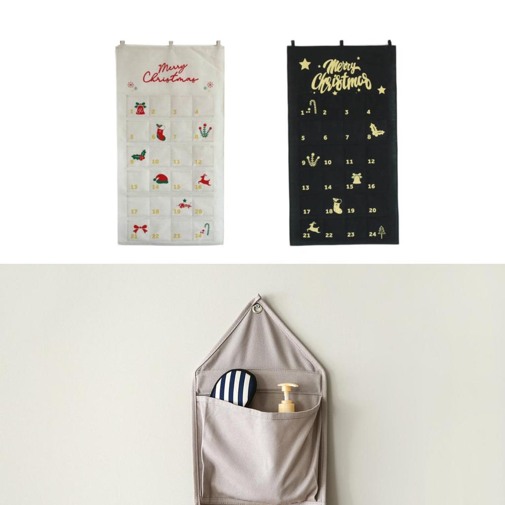 Christmas Advent Calendar with 24 Pockets Empty Decorations Decorative Household Organizer for Party Living Room Door Dorm Home