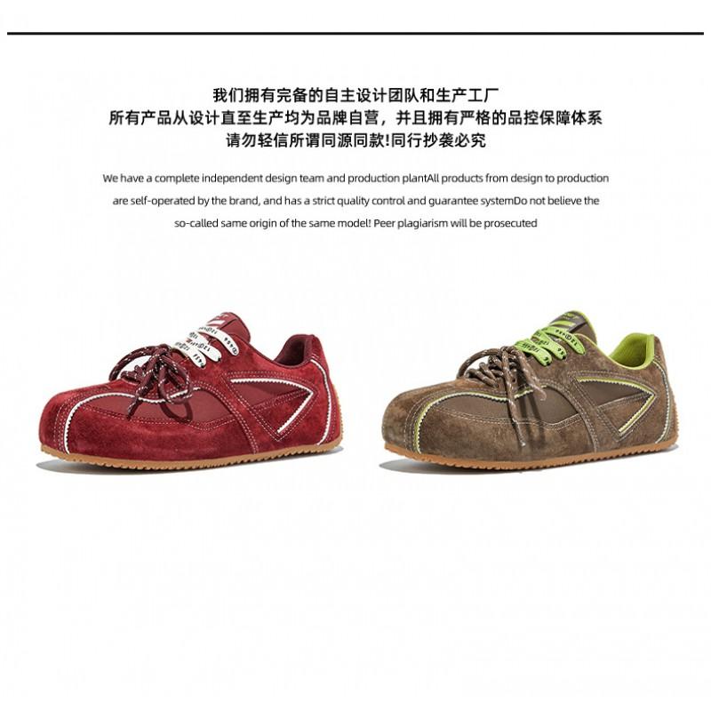 Kids Shoes Womens Casual Round-Toe Leather-Trimmed Dad Sneakers With Rubber Sole Mesh Lining