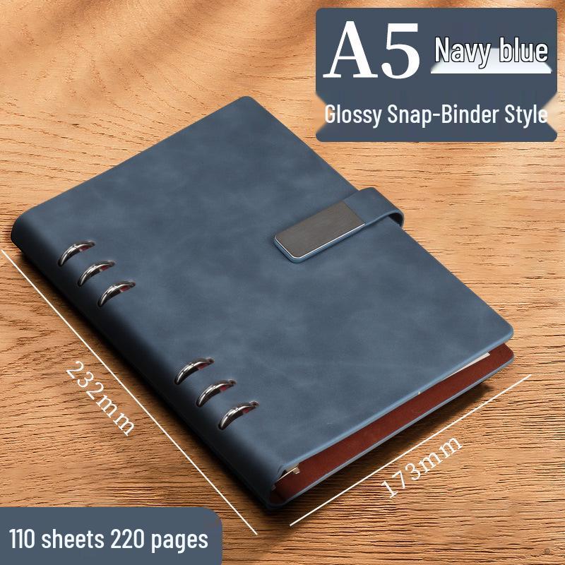 A5 Leather Business Notebook with Logo Printing, Thick Ring Binder & Buckle Closure - Perfect for Office Notes