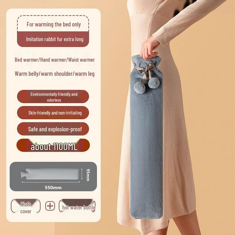 Extra Large Plush Hot Water Bottle - Explosion-Proof Hand, Body, and Foot Warmer
