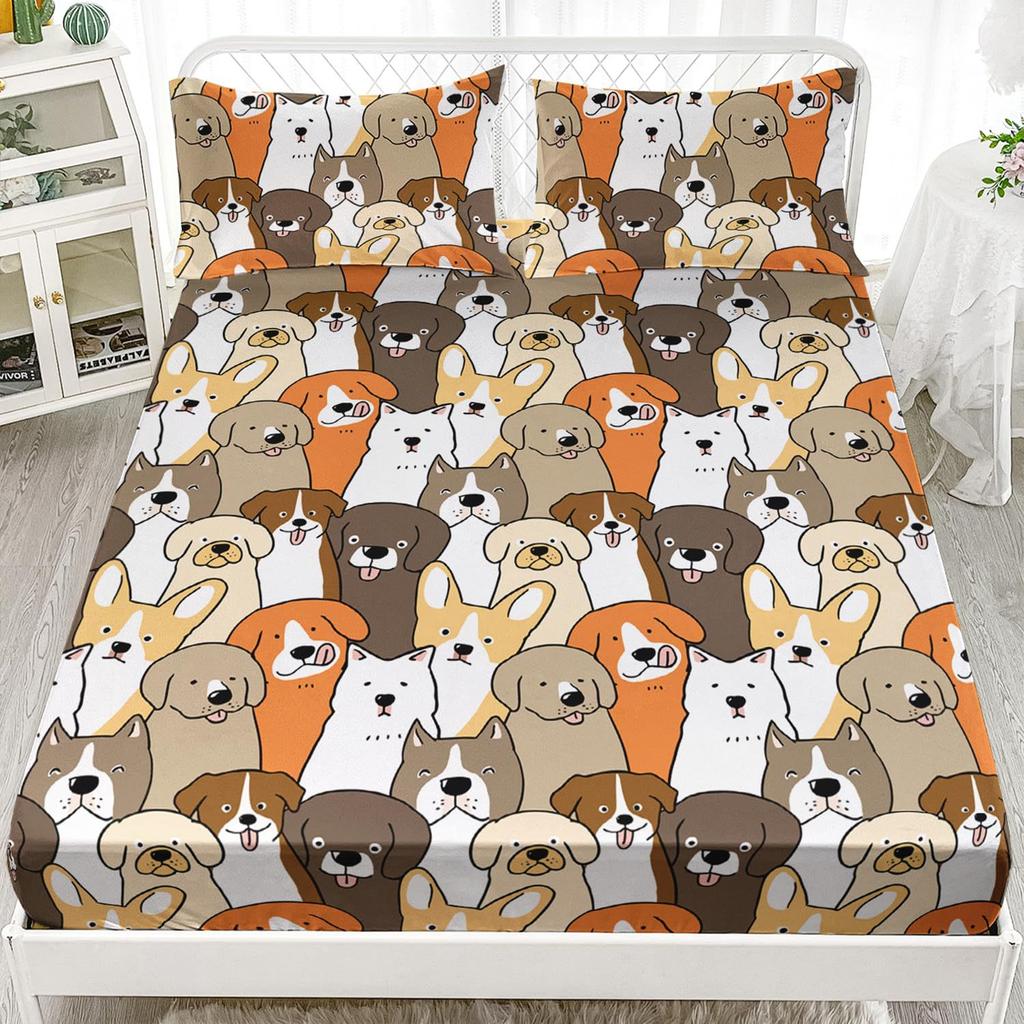 Cute Cartoon Koala Pattern Bed Hat Three-Piece Digital Printing Bedding Set Adult Children