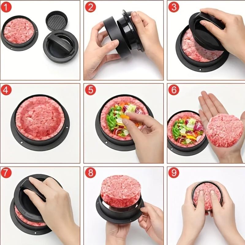 Round Burger Press Food-Grade Plastic Hamburger Patty Maker Slider Press Stuffed Burger Patty Maker Mold Kitchen Gadgets