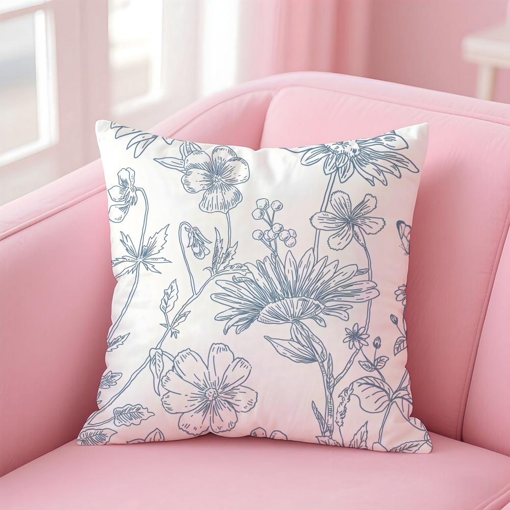 Simple, Classic, Retro-Style Floral And Bird Pattern Cushion Cover Linen Pillowcase Cover Soft Decor For Sofa Home Room