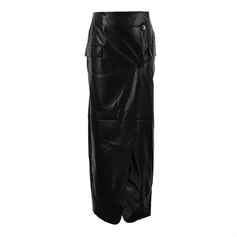 

Мода Новое поступление Мода Юбка из ПУ кожи с разрезом и высокой талией Юбка из ПУ кожи с высокой талией Black S