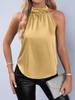 Autumn Satin Solid Color Off-the-Shoulder Halter Top for Women