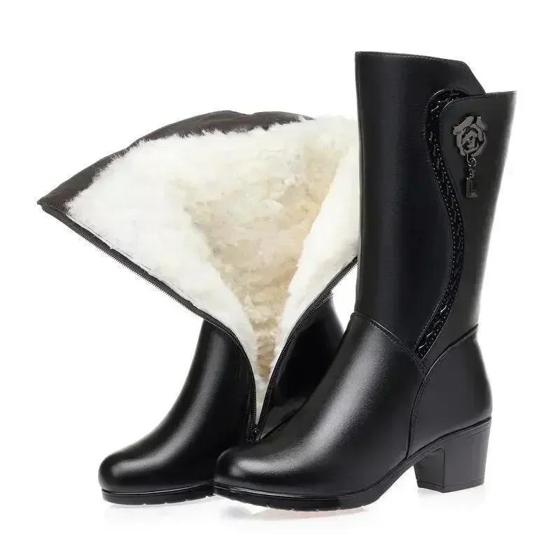 High-quality Cotton Boots for Women 2026 Winter Thick Wool Warm Platform Boots High-heeled Boot Female Snow Boots Women Shoes