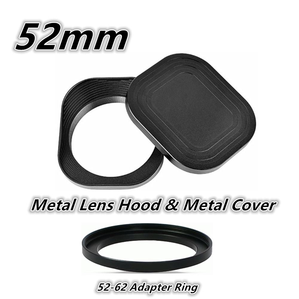 New Square Shape Camera Metal Lens Hood 62mm 58mm 55mm 52mm For Sony Canon Fujifilm Nikon Leica Panasonic Olympus Sigma Tamron 52mm