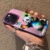 Cartoon Panda Cat Matte Hard Phone For 16 iPhone 11 12 13 14 15 Pro Max Plating Case Cover Funda