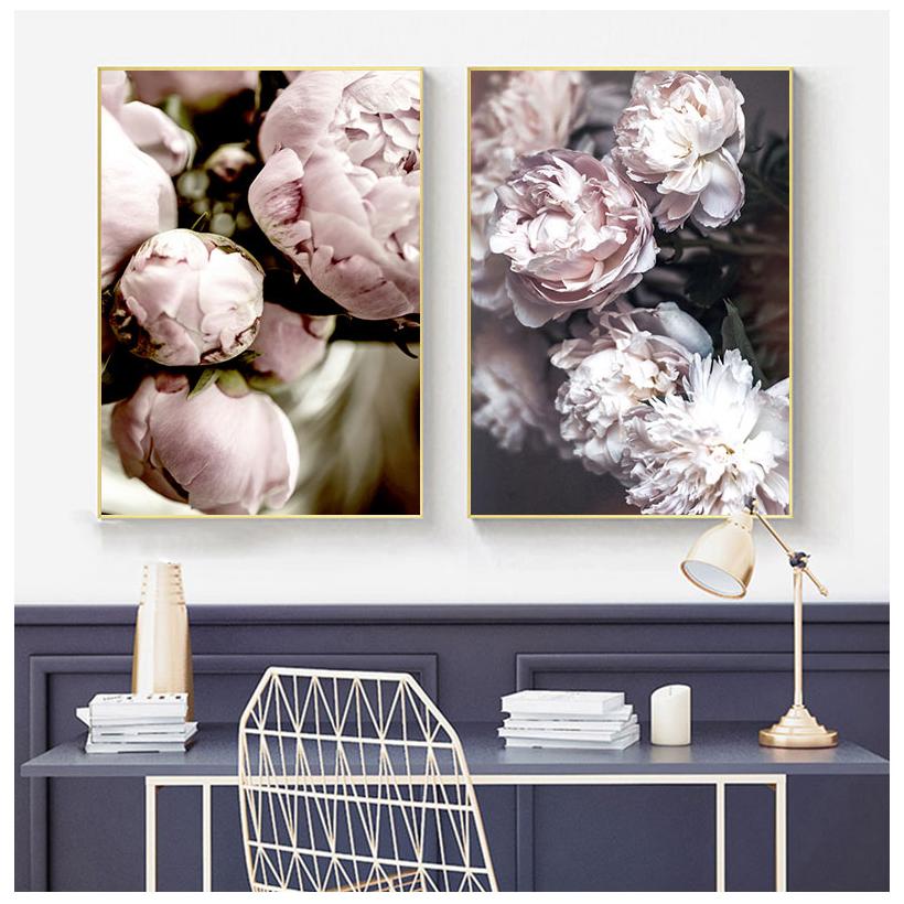 Oil Painting Blooming Peony Petals Nordic Art Poster