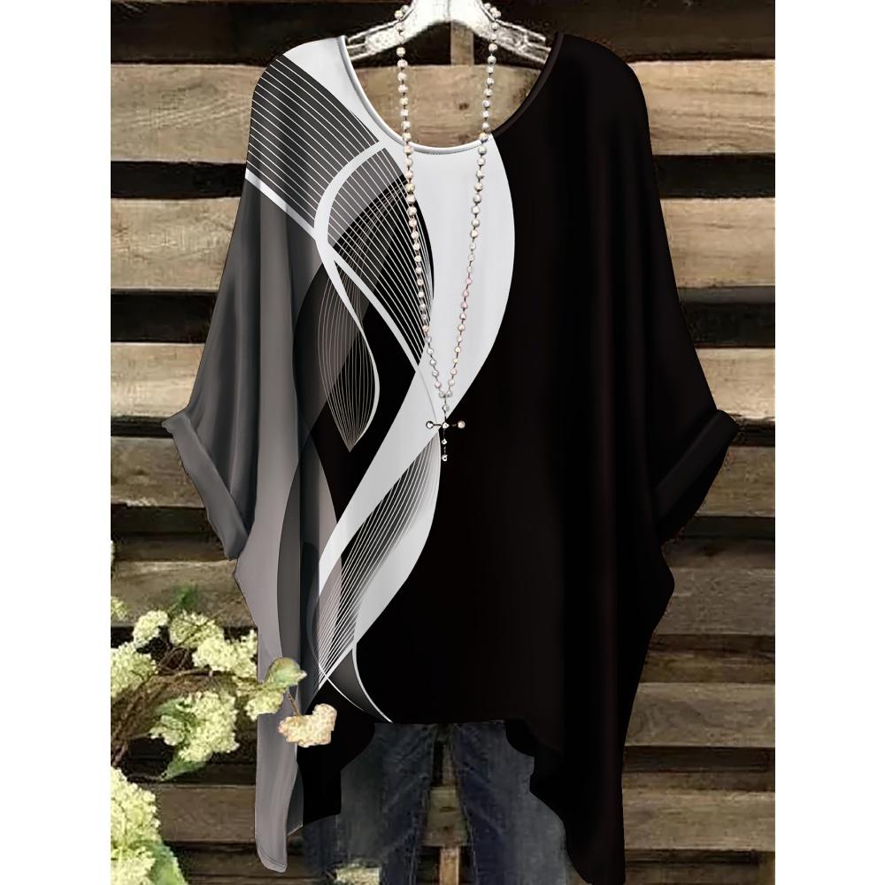 Women's T-Shirt Tie Dye Colorful Retro Simple 3D Printe O-Neck Irregular Hemline Summer Short Sleeve Casual Fashion Clothing Top