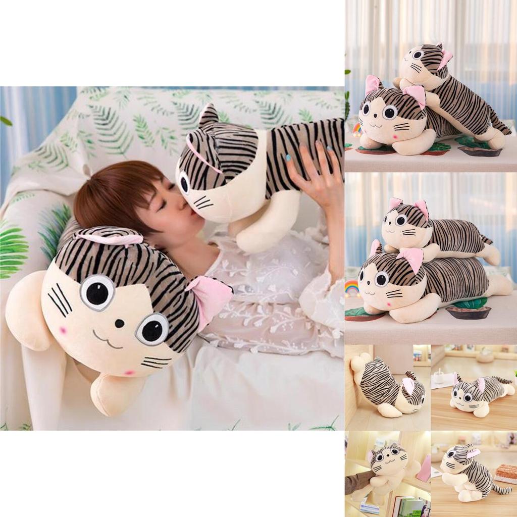 Entzückendes graues Katzen-Plüschkissen Spielzeug für Mädchen, PP-Baumwollfüllung, Kurzes Plüschgewebe, 25cm-55cm