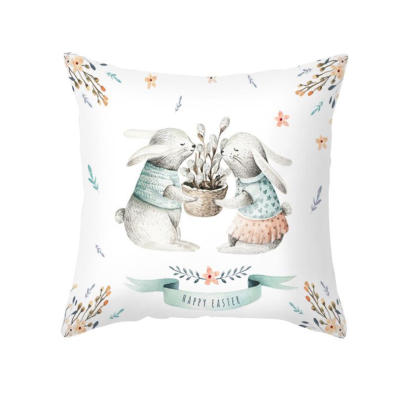 Cute Cartoon Rabbit Easter Pillow Cover New Sofa Cushion Cover Peach Leather Velvet Head Pillow Cover Premium Durable