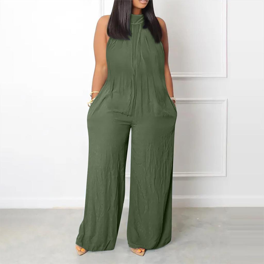 Women's Plus Size Jumpsuit Summer Beach Sleeveless Color Casual Fashion Wide Leg Jumpsuit
