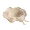 Summer Woven Straw Hat With Wide Brim And Lace Bow Decoration For Wear Daily