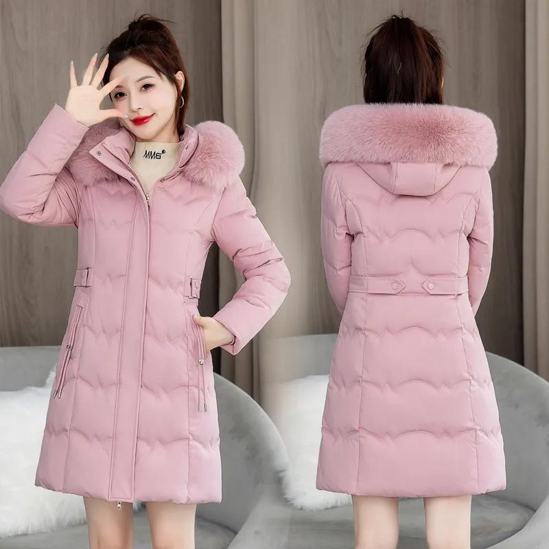 Women's Winter Korean Version Parka Jacket Ladies Hooded Warm Temperament Padded Outerwear
