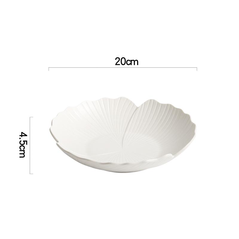 Ceramic Salad Plate Flower Shape Solid Color Tableware Soup Basins Soup Bowl Hotel Restaurant Snack Dessert Tray Vegetable Plate