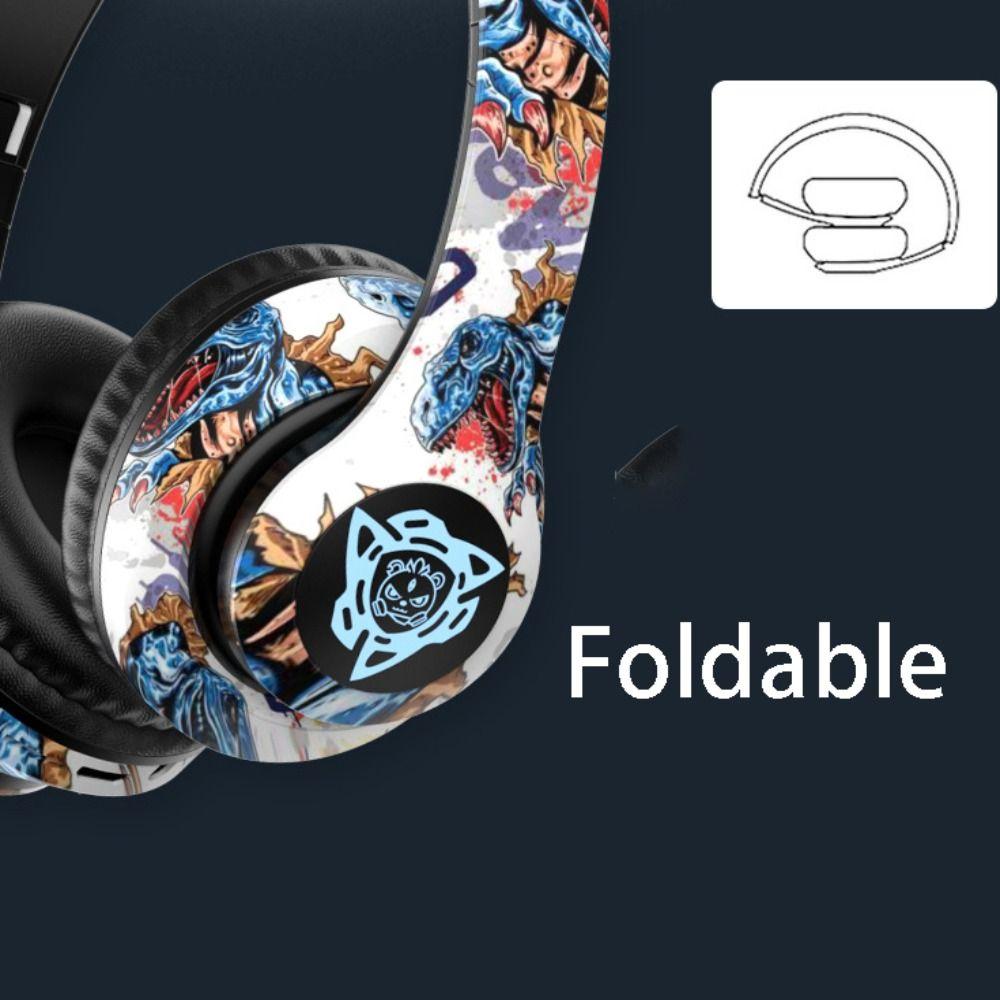 New Graffiti Bluetooth Headphones Hi-Fi Sound Bass Foldable Wireless Headphone Built In Mic Earphone Headset