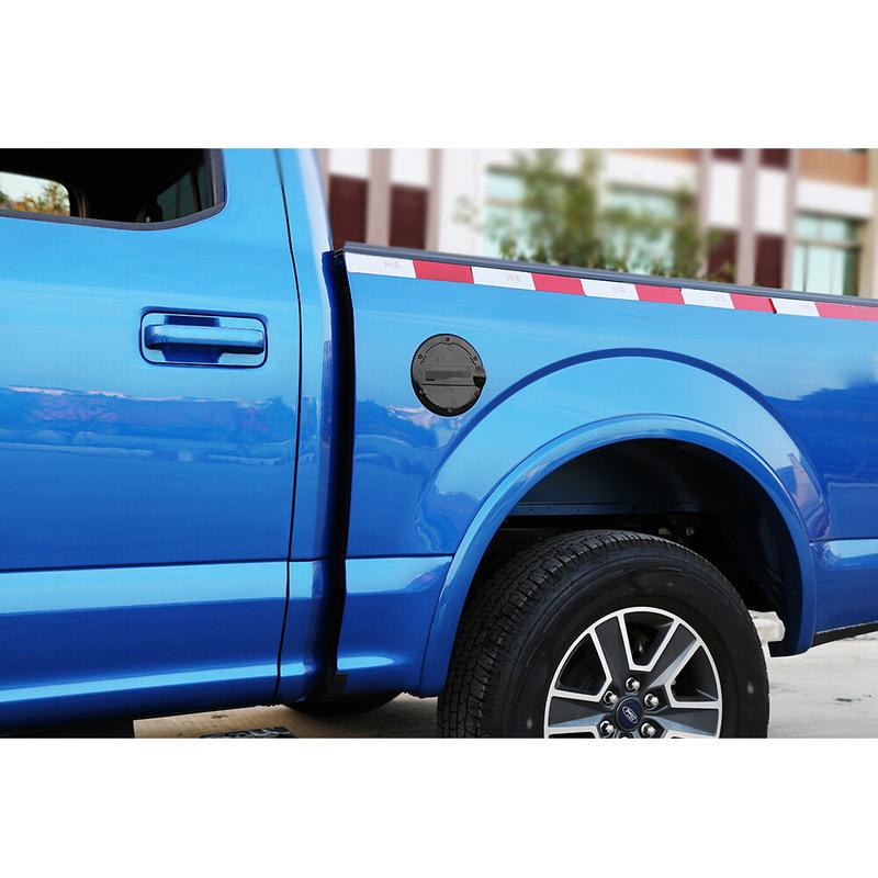 1X Fuel Filler Door Tank Gas Cap Decor Cover for Ford F-150 F150 2015+ Black ABS