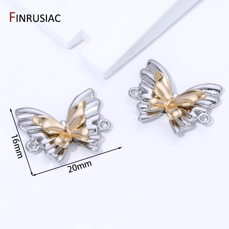 

14K Gold Plated Brass Metal Bow Knot Charms Pendant,Inlaid Zircon Butterfly Pendant For Women jewelry Making Accessories 1 piece
