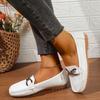 Chaussures Slip-On pour Femmes en Cuir Souple Blanc, Antidérapantes, Décontractées, Grande Taille.