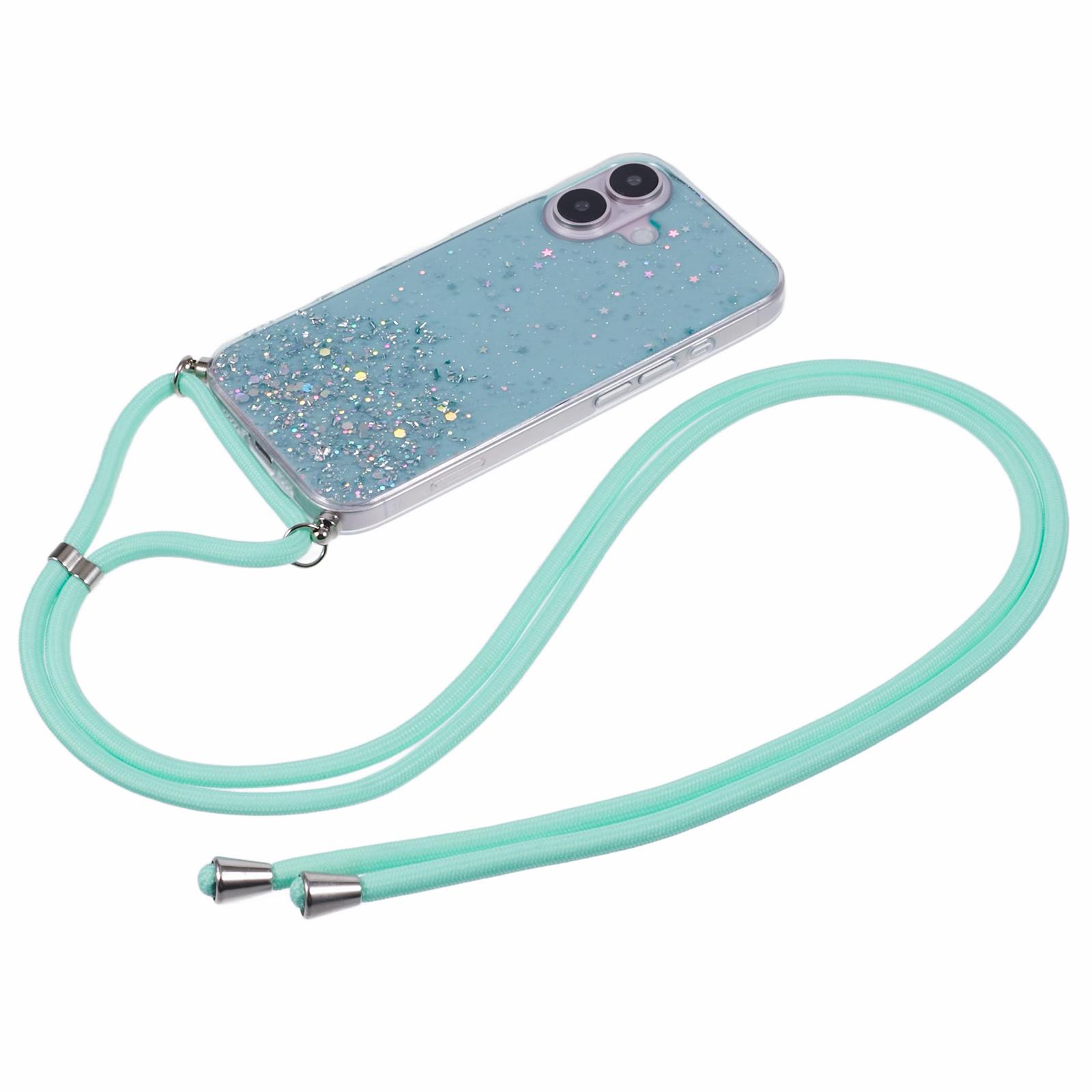 

AW Series For iPhone 16 Case Cute Bling TPU Epoxy Phone Cover with Lanyard