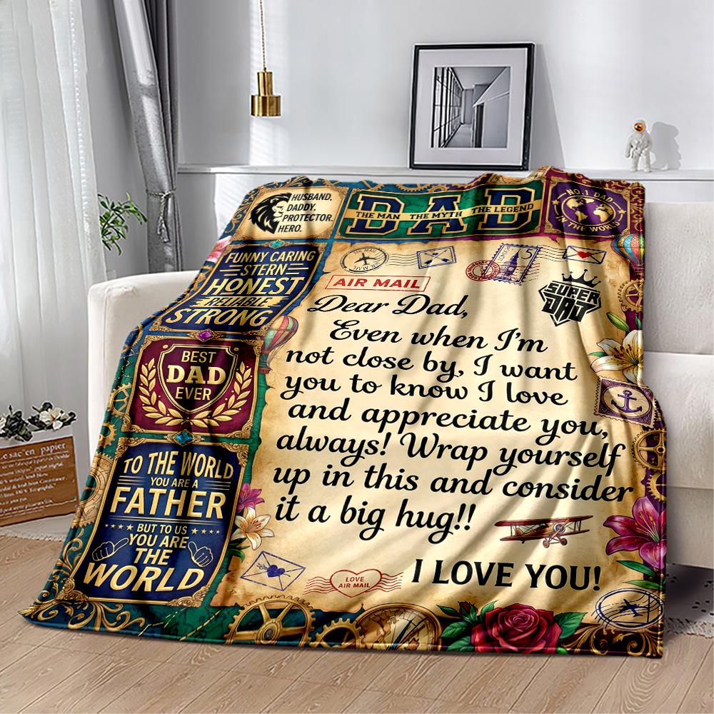 Love Letter To Dad Flannel Blanket-Soft and Suitable for Sofas,Beds,Offices,Travel,All Seasons,Great Gift for Holidays and Birthdays.