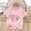 New Care Bears Cotton Pink Birthday Number T Shirt for Girls Cartoon Cute Summer Tee Shirt Printed Clothes Anime Round Neck Tops