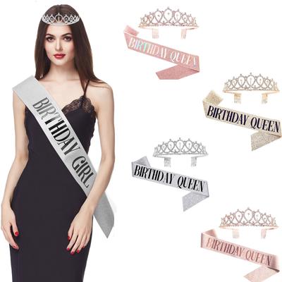 Sada korunek pro narozeninovou dívku, třpytivá korunka se stejným popruhem přes rameno Dárky k narozeninám Dekorace pro dívky